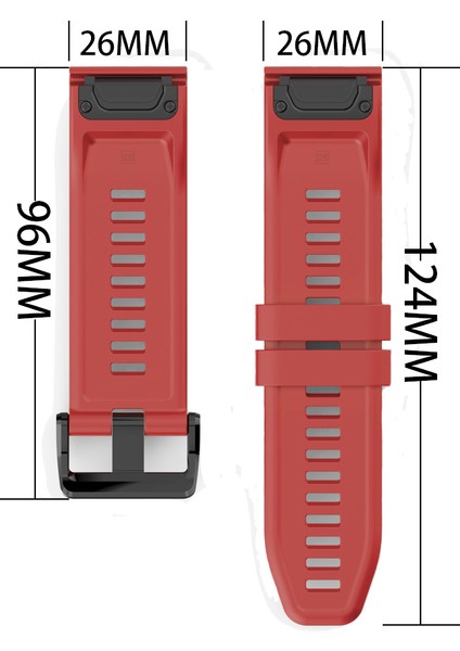 Akıllı Saat Kordonu 6X/FENIX5X/FENIX3 /D2FORERUNNER(26MM Genişlik Kırmızı) (Yurt Dışından)