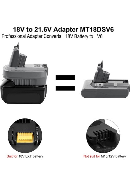 18V 4AH Için V6 Adaptörü BL1850 BL1815 BL1830 V6 DC58 DC62 SV04 SV03 DC59'A Dönüştür (Yurt Dışından)