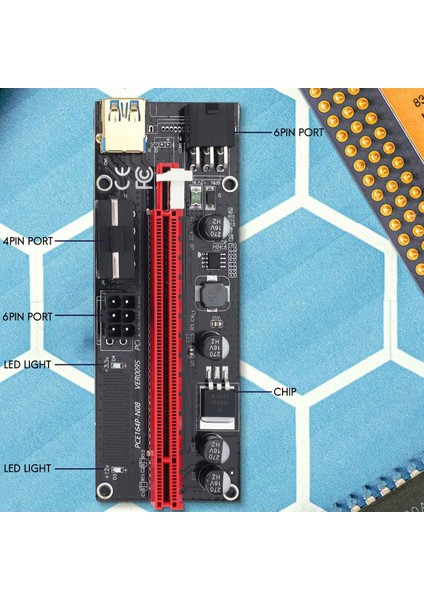 Ver 009S Pcıe Yükseltici 1x - 16X Gpu Madenciliği Için Grafik Uzatma Kartı Yükseltici Kart Genişletici, Pcı Express Adaptörü, 6'lı Paket (Yurt Dışından)