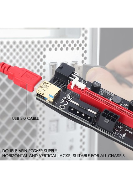 Ver 009S Pcıe Yükseltici 1x - 16X Gpu Madenciliği Için Grafik Uzatma Kartı Yükseltici Kart Genişletici, Pcı Express Adaptörü, 6'lı Paket (Yurt Dışından)