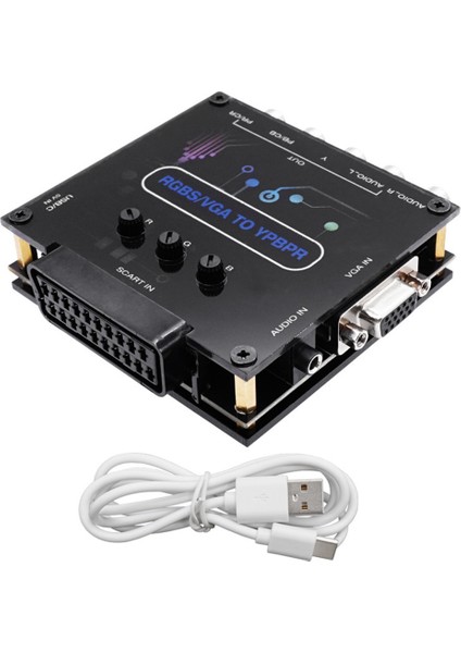 Rgbs VGA Scart'tan Ypbpr'ye Dönüştürücü Oyun Konsolu Renk Farkı Dönüştürücü Ayarlanabilir Renk Parlaklığı (Yurt Dışından)