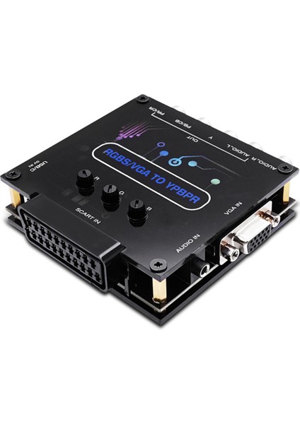 Rgbs VGA Scart'tan Ypbpr'ye Dönüştürücü Oyun Konsolu Renk Farkı Dönüştürücü Ayarlanabilir Renk Parlaklığı (Yurt Dışından)
