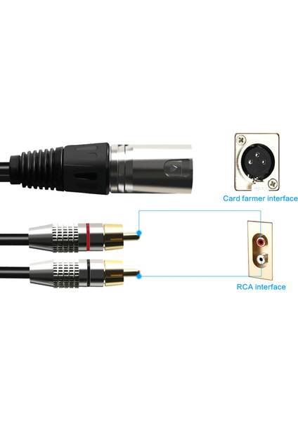 Xlr Erkek 2 Rca Erkek Fiş Stereo Ses Kablosu Konektörü Y Splitter Kablosu Mikrofon Karıştırma Konsolu Amplifikatör (1.5 M) (Yurt Dışından)