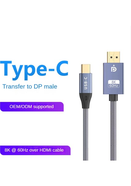 USB C'den Displayport Kablosuna Çift Yönlü 8k 60Hz Ekran Bağlantı Noktasından Tip-C'ye 3.1 Dp Kablosu Için 3 Pro Için (Yurt Dışından) modelleri