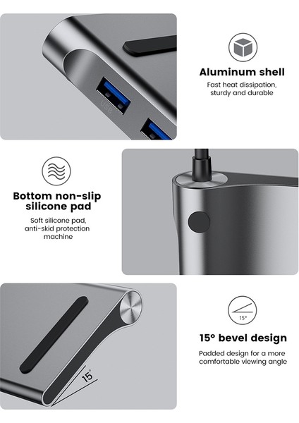 11'i 1 Arada USB Hub Usb'den Tip C'ye Adaptör USB C Hub 3.0 USB Ayırıcı 4K -Uyumlu Hub USB C Mikro Okuyucu RJ45 Hub (Yurt Dışından)