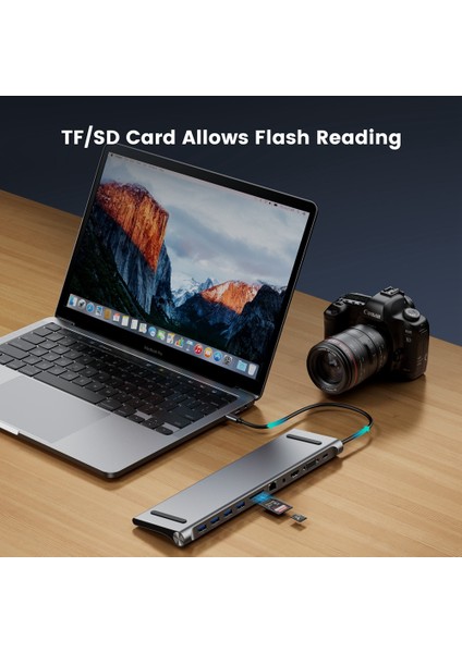 11'i 1 Arada USB Hub Usb'den Tip C'ye Adaptör USB C Hub 3.0 USB Ayırıcı 4K -Uyumlu Hub USB C Mikro Okuyucu RJ45 Hub (Yurt Dışından)