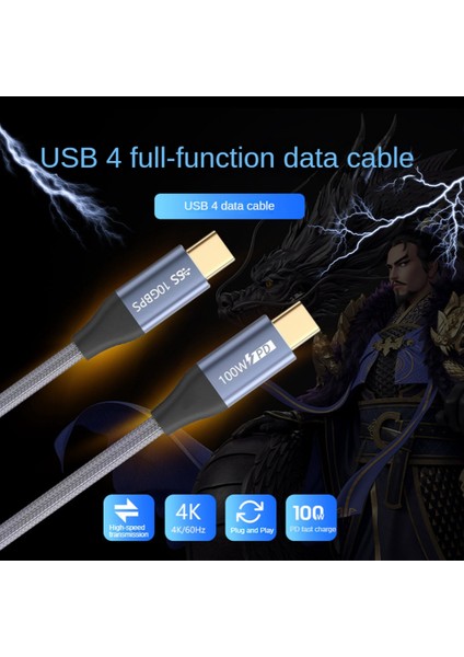 Type-C - C Kablosu USB C 100W USB 3.1 Gen2 10GBPS 4K 60Hz Video Naylon Dokuma Alaşımlı Güç Hattı Bilgisayar Dizüstü Bilgisayarları Için (Yurt Dışından)