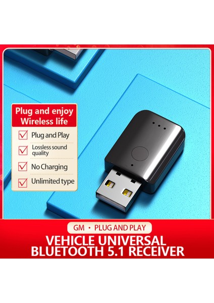USB Bluetooth 5.1 Adaptörü Kablosuz USB Bluetooth Alıcısı USB Ses Verici Araç Bluetooth Adaptörü (Yurt Dışından)