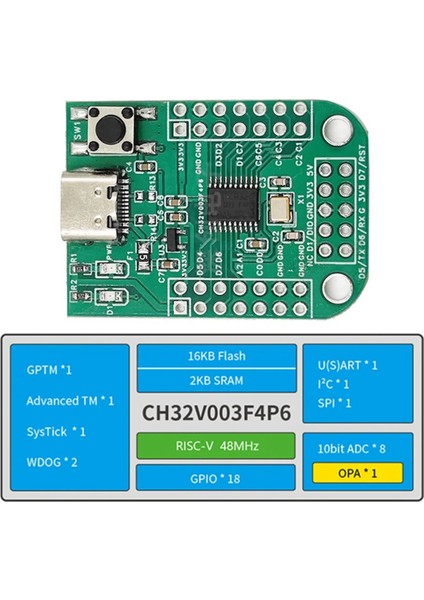 Linke CH32V003F4P6 Mcu Qingke RISC-V2A 1-Wire Sdı Sistemi Ana Frekansı 48MHZ Wch ile CH32V003 Geliştirme Kartı (Yurt Dışından)