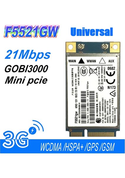 Evrensel F5521GW Wwan Kartı GOBI3000 Hspa Edge 21 Mbps 3g Kartı Wwan Wanl Wcdma (Yurt Dışından)