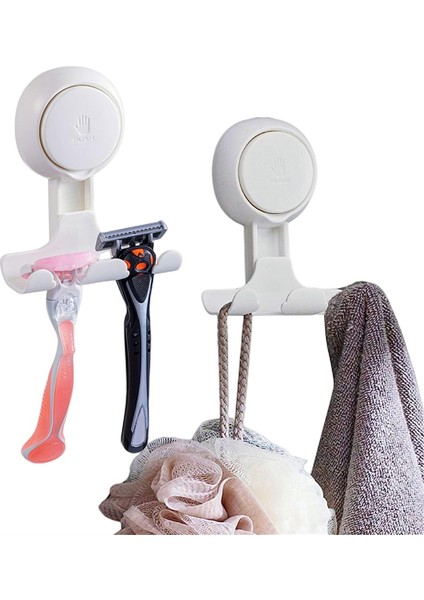 Duş Tutucusu 2'li Paket, Vantuz Kancaları Güçlü Vakum Emme Kancaları Çıkarılabilir ve Tekrar Kullanılabilir Duş Kancaları (Yurt Dışından)