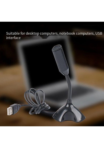 USB Dizüstü Mikrofon Ses Mikrofonu Yüksek Hassasiyetli Mini Stüdyo Konuşma Mikrofonu Pc Için Tutucu Oyun Konferansı ile Standı, Siyah (Yurt Dışından)