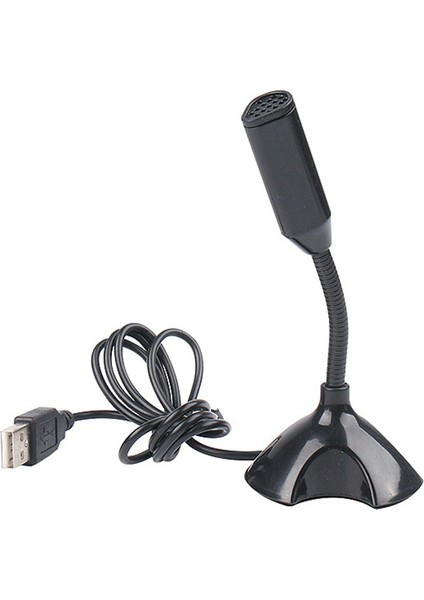 USB Dizüstü Mikrofon Ses Mikrofonu Yüksek Hassasiyetli Mini Stüdyo Konuşma Mikrofonu Pc Için Tutucu Oyun Konferansı ile Standı, Siyah (Yurt Dışından)