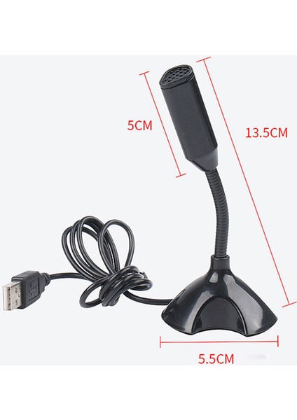 USB Dizüstü Mikrofon Ses Mikrofonu Yüksek Hassasiyetli Mini Stüdyo Konuşma Mikrofonu Pc Için Tutucu Oyun Konferansı ile Standı, Siyah (Yurt Dışından)