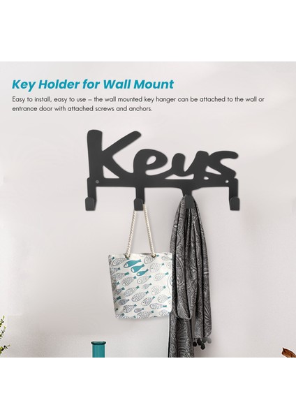 Duvara Monte Anahtarlık 4 Kanca, Vida ve Ham Tapalar Dahil, Dökme Demir "anahtarlar" (Yurt Dışından) modelleri