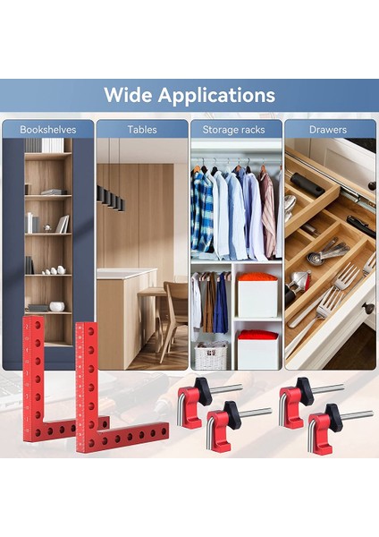 90 Derece Kelepçe Sağ Açı Ağaç Işleme 4 Adet 5.5x5.5 Inç Ağaç Işleme Köşe Kelepçesi Resim Çerçevesi Dolabı, Çekmeceler (Yurt Dışından)