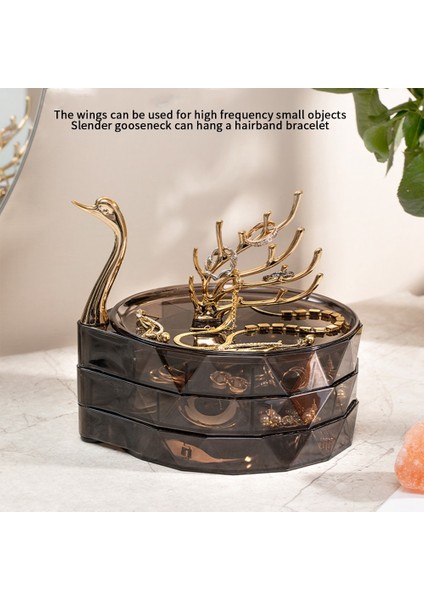 Takı Organizatör, Kadınlar Için Küçük Takı Saklama Kutusu, 3 Katlı Dönen Takı Tepsisi Kılıfı, Kapaklı (Yurt Dışından) fırsatları