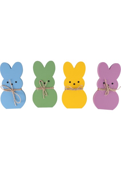 Dekor, 4 Peep Katmanlı Tepsi Tabelası Seti Centerpieces Ahşap Bahar Tavşan Şekilli Masa Süslemeleri (Yurt Dışından)