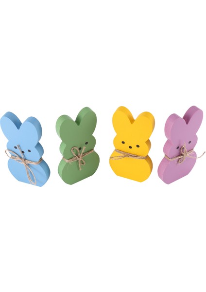 Dekor, 4 Peep Katmanlı Tepsi Tabelası Seti Centerpieces Ahşap Bahar Tavşan Şekilli Masa Süslemeleri (Yurt Dışından)