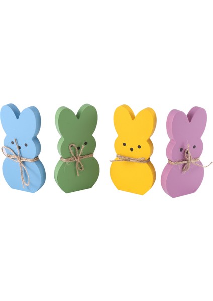 Dekor, 4 Peep Katmanlı Tepsi Tabelası Seti Centerpieces Ahşap Bahar Tavşan Şekilli Masa Süslemeleri (Yurt Dışından)