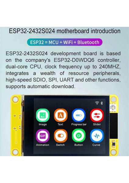 Lvgl Wıfı Bluetooth Geliştirme Kurulu Için ESP32 2.4 Inç 240X320 Kapasitif Dokunmatik LCD Ekran Ekran Modülü (Yurt Dışından)