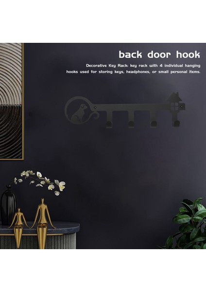 Anahtar Kancalı Duvar Dekoratif Anahtarlık Sevimli Köpek ve Ev ile Benzersiz Tasarımlı Anahtarlık (Siyah) (Yurt Dışından) fırsatları