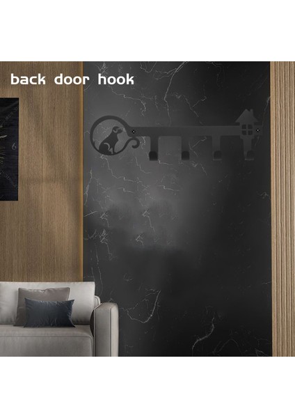 Anahtar Kancalı Duvar Dekoratif Anahtarlık Sevimli Köpek ve Ev ile Benzersiz Tasarımlı Anahtarlık (Siyah) (Yurt Dışından) indirimleri