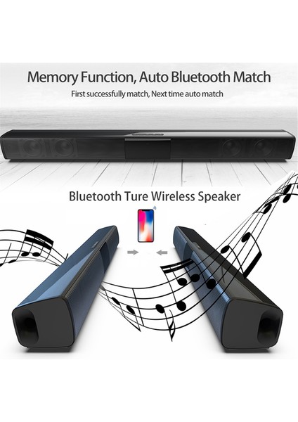 BS-28B Soundbar Bluetooth Hoparlör Uzun Stereo Ev Sineması Ses Çok Fonksiyonlu Masaüstü Kablosuz Taşınabilir Hoparlör (Yurt Dışından)