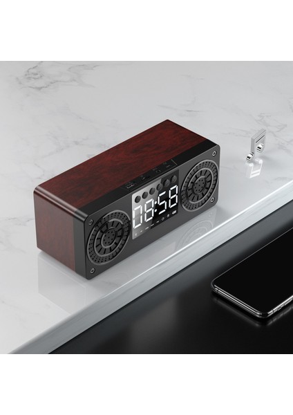 Stereo Subwoofer Bluetooth Hoparlör Fm Radyo Taşınabilir Hoparlörler Mp3 Çalma Süper Bas Hoparlör Bilgisayar Sütunu Kahverengi (Yurt Dışından)