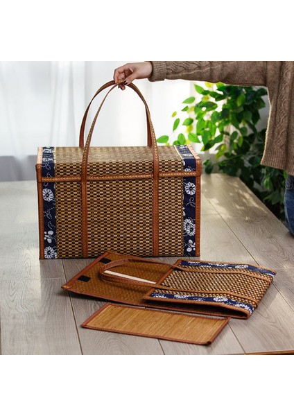 Dokuma Bambu Ürünleri Kamp Taşınabilir Saklama Kutusu El Dokuma Sepet Özel Açık Piknik Sepeti Dokuma Sepet L (Yurt Dışından) fırsatları