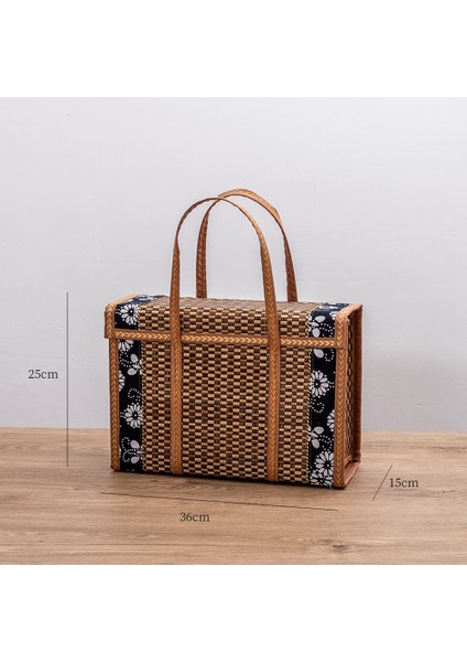 Dokuma Bambu Ürünleri Kamp Taşınabilir Saklama Kutusu El Dokuma Sepet Özel Açık Piknik Sepeti Dokuma Sepet L (Yurt Dışından) indirimleri
