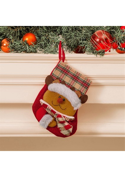 Noel Çorapları Şeker Hediye Çantası 3D Noel Baba - Çorap Dekorasyonu (Yurt Dışından)