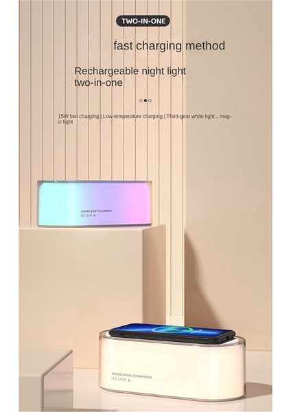 LED Dokunmatik Başucu Lambası Ayarlanabilir Parlaklık 15W Hızlı Şarj Beyaz ile Ayarlama Gece Lambası Kablosuz Şarj (Yurt Dışından)