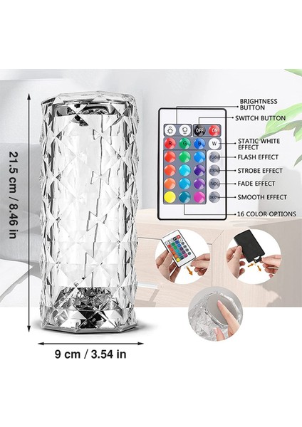 3 Renk Kristal Gece Lambası Dokunmatik Masa Lambası Işık Projektör LED Atmosfer Noel Odası Dekorasyon (Yurt Dışından) modelleri