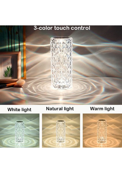 3 Renk Kristal Gece Lambası Dokunmatik Masa Lambası Işık Projektör LED Atmosfer Noel Odası Dekorasyon (Yurt Dışından) indirimleri