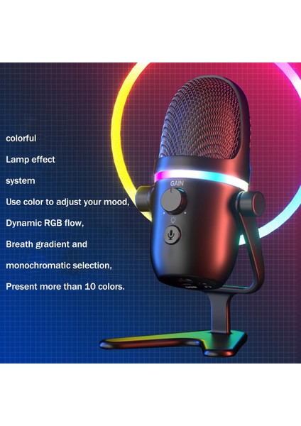 USB Kondansatör Mikrofon Rgb Esports Oyun Mikrofonu Masaüstü Mikrofon Bilgisayar Kayıt Mikrofonu (Yurt Dışından)