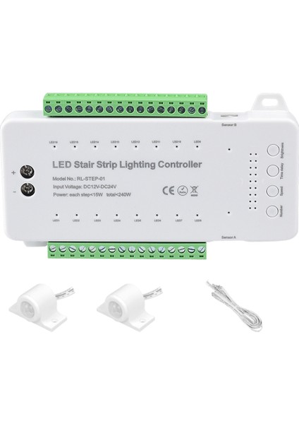 Merdiven LED Hareket Sensörü Denetleyici DC12V 24 V 16 Kanal Kapalı Pır Gece Lambası Merdiven Esnek Şerit Için Dimmer (A) (Yurt Dışından)