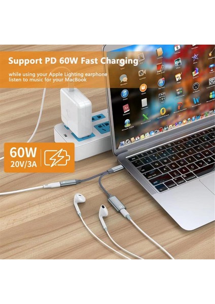 Ses Adaptörü Için USB C, Kadın Kulaklık Dönüştürücü Için USB Tip C Erkek ve Pd 60W Şarj Dongle'ı (Yurt Dışından)
