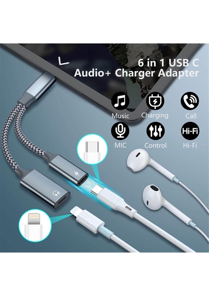 Ses Adaptörü Için USB C, Kadın Kulaklık Dönüştürücü Için USB Tip C Erkek ve Pd 60W Şarj Dongle'ı (Yurt Dışından)