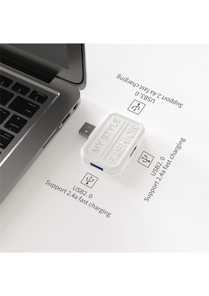 3'ü 1 Arada USB C Hub Adaptörü Tip C - Dizüstü Bilgisayar Aksesuarları Için Uyumlu USB 3.0 Adaptörü Akıllı Telefon Splitter-B (Yurt Dışından)