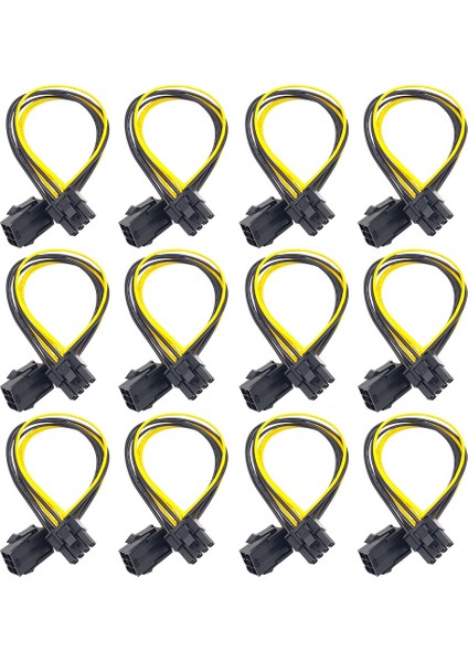 12 Adet Pcıe Güç Kablosu 6pin To 8pin (6+2) Grafik Kartı Güç Kaynağı Uzatma 18AWG Splitter Kablosu Madencilik Için (Yurt Dışından)