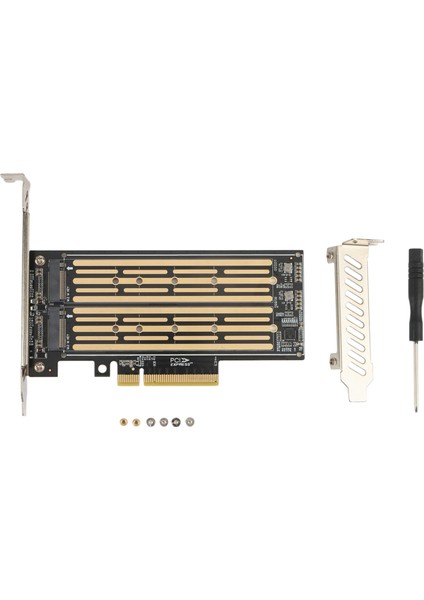 M.2 Yükseltici Kart M.2 Nvme Pcıe X8 Çift Disk Sabit Disk SSD Adaptör Genişletme Kartı Pcıe X8 X16K Yuvası Anakart (Yurt Dışından)