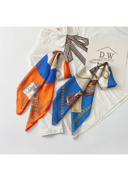 Ipek Duygu Eşarp Kadın Moda Desenli ve Düz Renk Büyük Kare Saten Başörtüsü, Mavi (Yurt Dışından) fiyatları