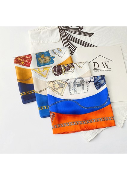 Ipek Duygu Eşarp Kadın Moda Desenli ve Düz Renk Büyük Kare Saten Başörtüsü, Mavi (Yurt Dışından) modelleri