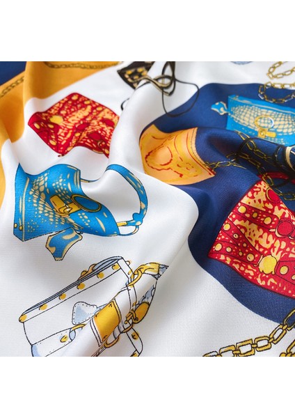 Ipek Duygu Eşarp Kadın Moda Desenli ve Düz Renk Büyük Kare Saten Başörtüsü, Mavi (Yurt Dışından) fırsatları