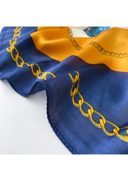 Ipek Duygu Eşarp Kadın Moda Desenli ve Düz Renk Büyük Kare Saten Başörtüsü, Mavi (Yurt Dışından) indirimleri