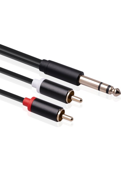 6,35 mm - 2rca Kablo, Rca Kablosu 6,35 mm Erkek - 2 Rca Erkek Stereo Ses Adaptörü Y Ayırıcı Rca Kablosu -3 Metre (Yurt Dışından)