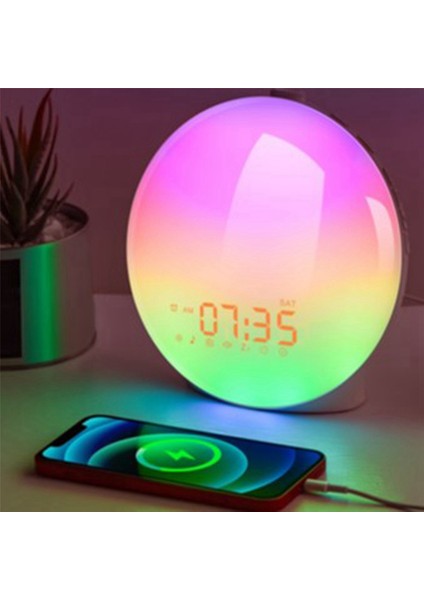 Doğal Gündoğumu Gün Batımı Işık Çalar Saat Başucu Uyku Yardımı Renkli LED Gece Lambası K8 Tam Ekran Illusion (Yurt Dışından)