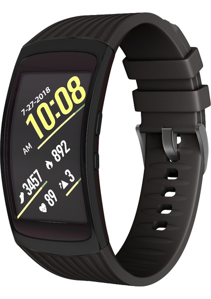 Galaxy Gear Fit2 Pro Için Silikon Kordonlu Saat Kayışı Watch Band Bilek Bilezik Gear Fit 2 SM-R360-BLACK (Yurt Dışından)