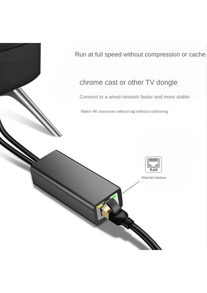 Tv Ethernet Adaptörü Tv 4K Çubuk Usb-C - RJ45 Lan Ağ Adaptörü, Güç Kaynağı Için USB 2.0 Güç Kablosu ile (Yurt Dışından)